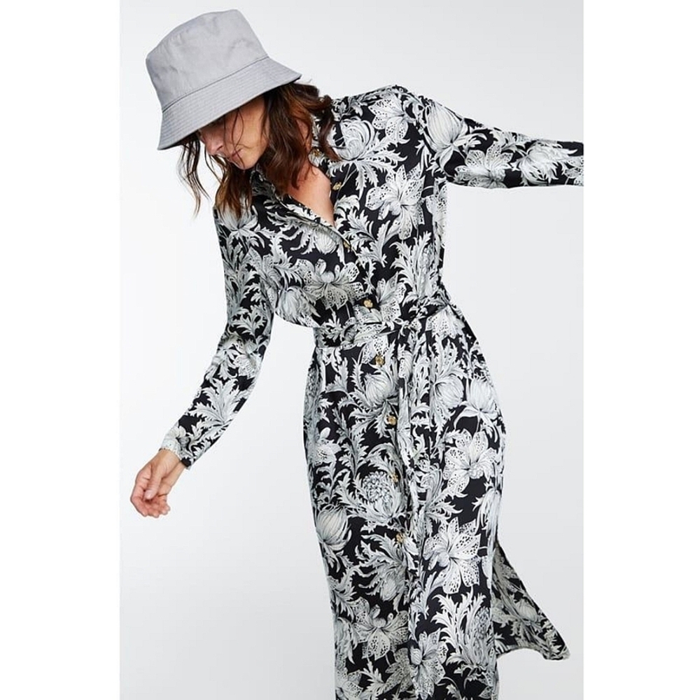 Zara floral shirt dress